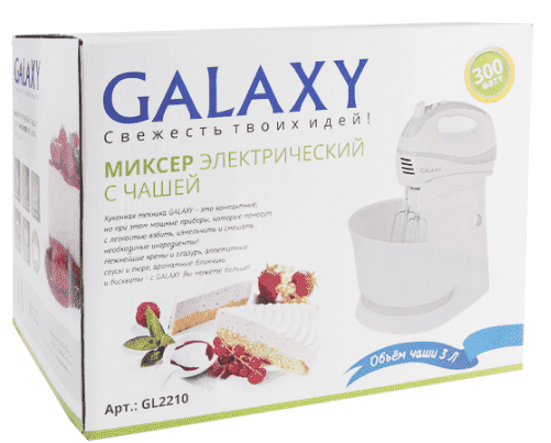 Миксер стационарный GALAXY GL2210 300Вт c вращающейся чашей 3л, Россия